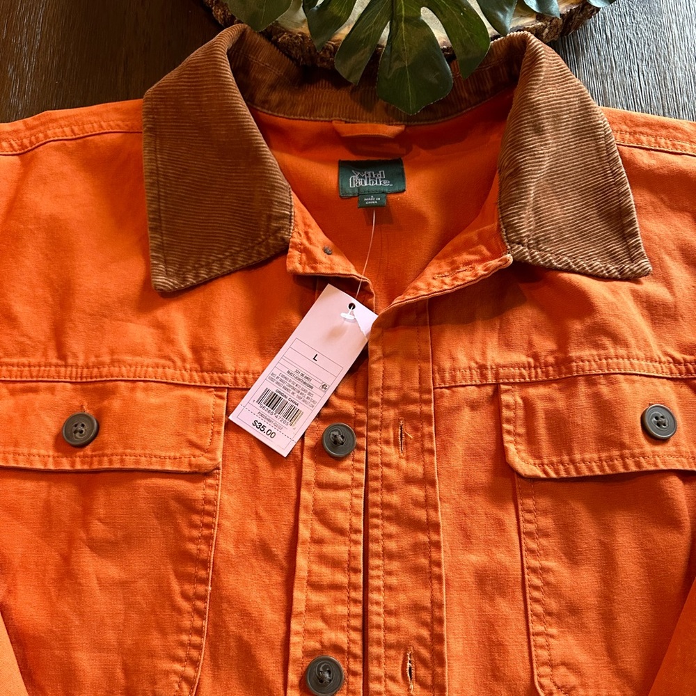 NWT wild fable cropped orange utility jacket with brown corduroy collar … - Picture 2 of 7